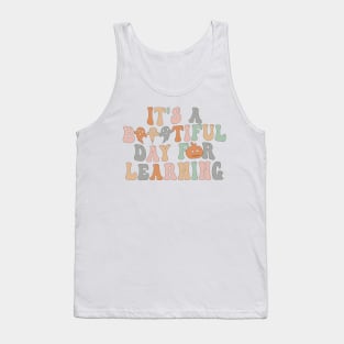 It's A Beautiful Day For Learning Groovy Halloween Teacher T-Shirt Tank Top